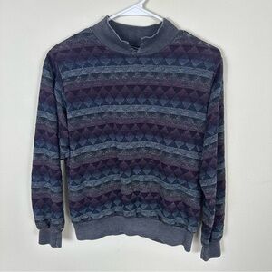 Vintage Bonworth Sweater Blue Purple Gray Geometric 90’s